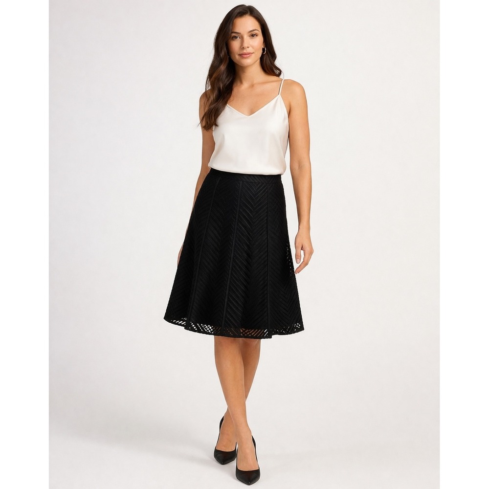 Ann Taylor-Black‎ Lace A-Line Skirt Size 10